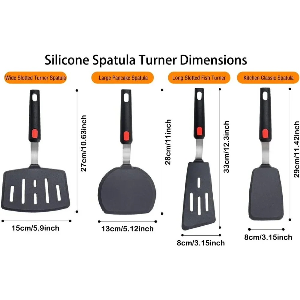 4-Pack SpatulasHeat Resistant Set Nonstick Cooking Utensils BPA Free Rubber